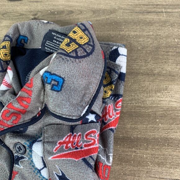 Faded Glory Boys 2 Pc Set Pajamas Size 6-7 Gray Sports Long Sleeve Button Up - Picture 12 of 12